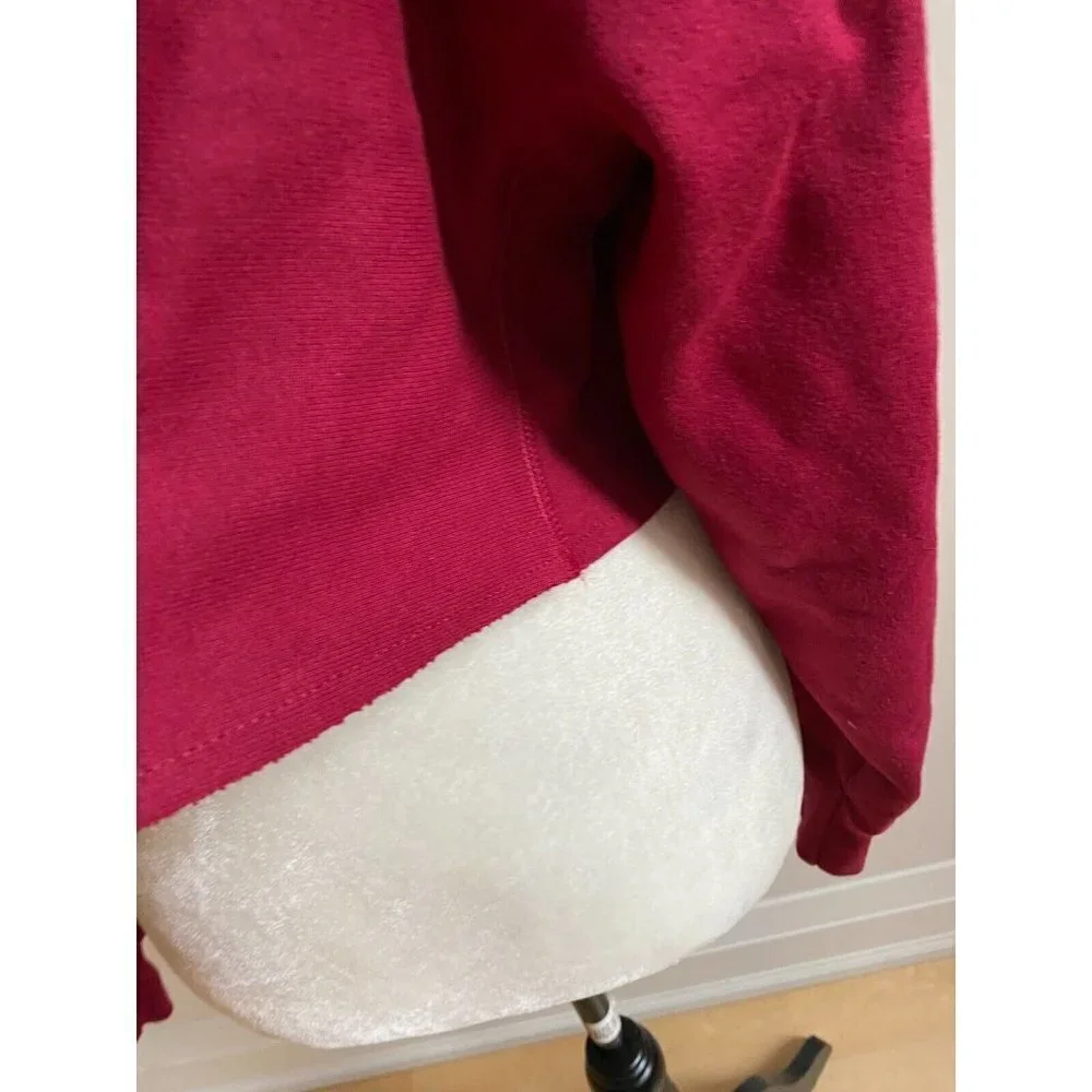 CHAMPION Women BNWOT Hooded Burgundy Cropped Sweater New Medium Frayed Hem - Picture 5 of 7